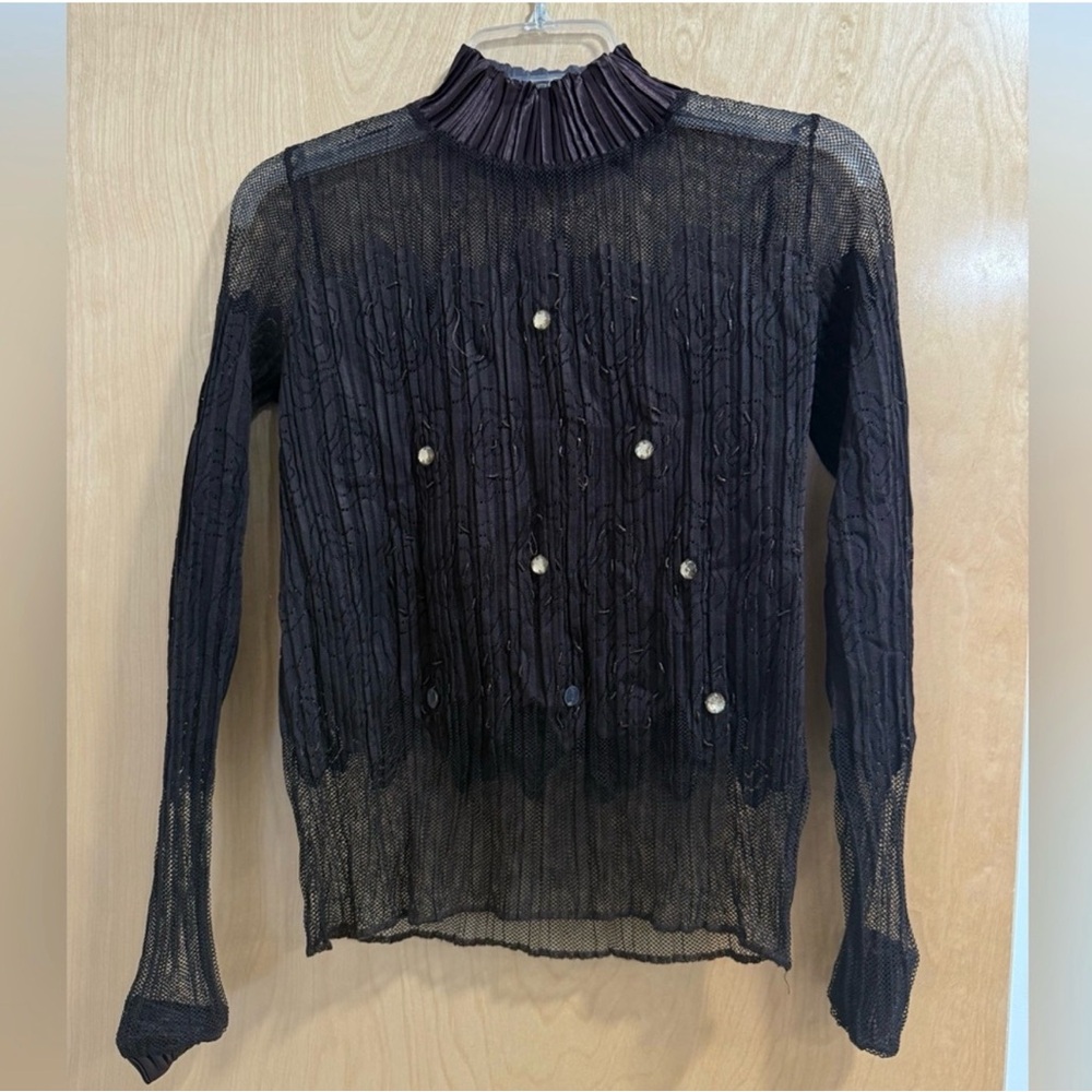 Elegant Black Sheer Women's Top